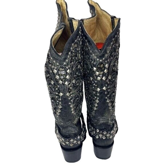 Ferrini Charcoal Country Rebel Western Leather Boot Women's Size 6 - Picture 2 of 6